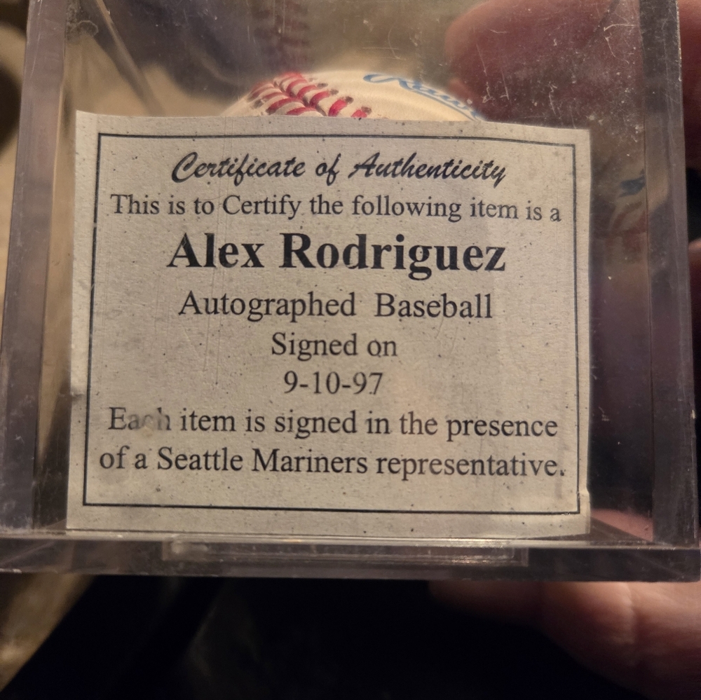 Autographed Baseball by Alex Rodriguez